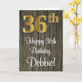 36e verjaardag: Elegant Faux Gold Kijk #, Faux Woo Kaart (Gele Bloem)