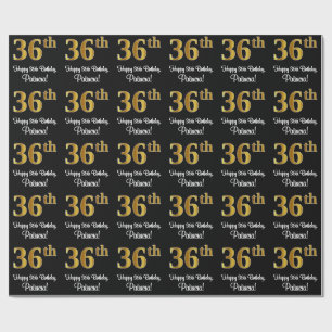 36e verjaardag: Elegant luxe Faux Gold-look # Cadeaupapier