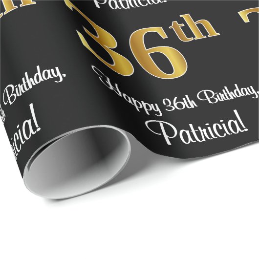 36e verjaardag: Elegant luxe Faux Gold-look # Cadeaupapier (Rol Hoek)