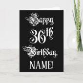 36e verjaardag: Fancy, elegant script + aangepaste Kaart (Voorkant)