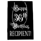 36e verjaardag: Fancy, elegant script + aangepaste Medium Cadeauzakje (Voorkant)