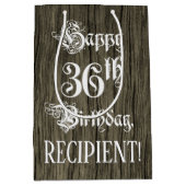 36e verjaardag: Fancy, Faux Wood Kijk + Aangepaste Medium Cadeauzakje (Voorkant)