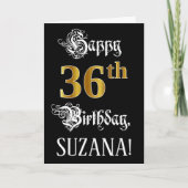 36e verjaardag — Fancy script; Faux Gold Kijk; naa Kaart (Voorkant)