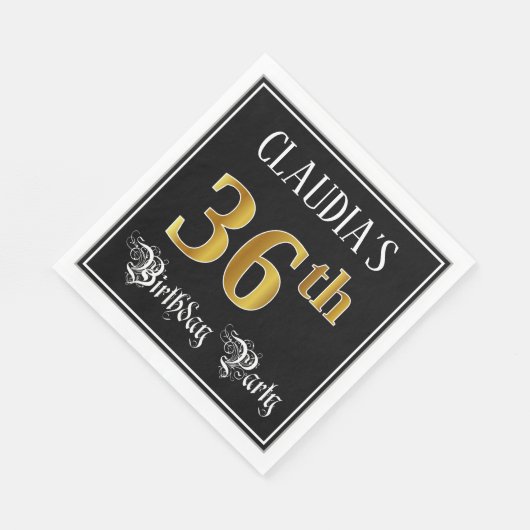 36e verjaardag — Fancy script, Faux Gold look Servet (Hoek)