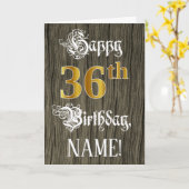 36e verjaardag: Faux Gold look + Faux-houten patro Kaart (Gele Bloem)