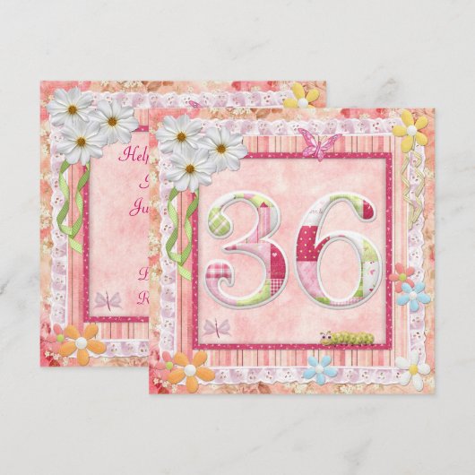 36e verjaardag feest scrapbooking stijl kaart (Voorkant / Achterkant)