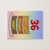 36e verjaardag: Fun Cake and Candles + Custom Name Legpuzzel (Horizontaal)