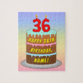 36e verjaardag: Fun Cake and Candles + Custom Name Legpuzzel (Verticaal)