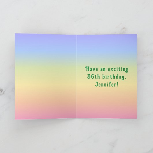 36e verjaardag — Fun Cake & Candles, w/ Aangepaste Kaart (Binnen)