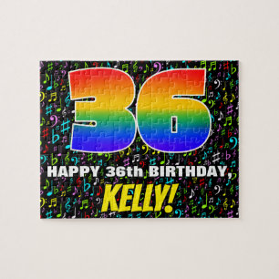 36e verjaardag — Fun, Colorful Music Symbols & "36 Legpuzzel