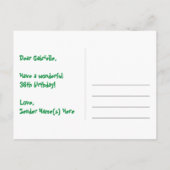 36e verjaardag: Fun Hearts Pattern, Regenboog 36 Briefkaart (Achterkant)