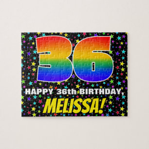 36e verjaardag — Fun, kleurrijk Star Field Pattern Legpuzzel