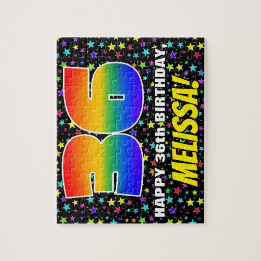 36e verjaardag — Fun, kleurrijk Star Field Pattern Legpuzzel (Verticaal)