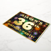 36e verjaardag — Fun, kleurrijke Fireworks look Folie Uitnodiging (Gedraaid)