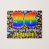 36e verjaardag — Fun, liefhebbende hartvormen + "3 Legpuzzel (Horizontaal)