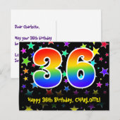 36e Verjaardag: Fun Sterren Patroon, Regenboog 36, Briefkaart (Voorkant / Achterkant)