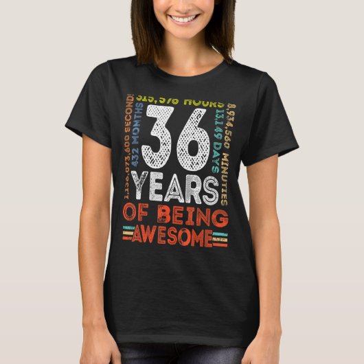 36e verjaardag Geweldige 36 jaar oude  retro 4 T-shirt (Voorkant)