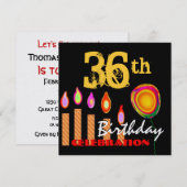 36e verjaardag Gold-kaarsen en ballonmetaal Kaart (Voorkant / Achterkant)