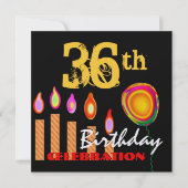 36e verjaardag Gold-kaarsen en ballonmetaal Kaart (Voorkant)