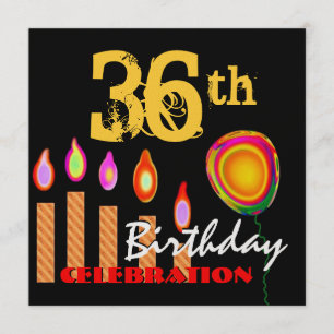 36e verjaardag Gold-kaarsen en ballonmetaal Kaart