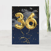 36e verjaardag Gold Mylar ballon en Confetti Card Kaart (Voorkant)