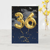 36e verjaardag Gold Mylar ballon en Confetti Card Kaart (Gele Bloem)