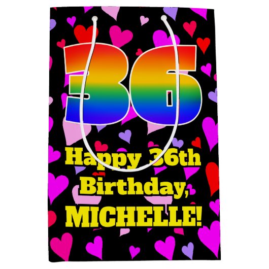 36e verjaardag: Heatpatroon liefhebbend, regenboog Medium Cadeauzakje (Voorkant)