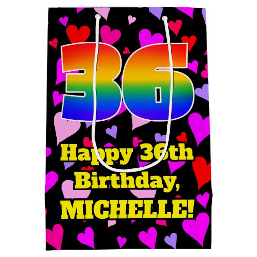 36e verjaardag: Heatpatroon liefhebbend, regenboog Medium Cadeauzakje (Achterkant)