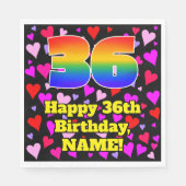 36e verjaardag: Heatpatroon liefhebbend, regenboog Servet (Voorkant)