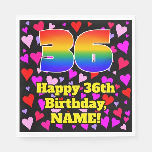 36e verjaardag: Heatpatroon liefhebbend, regenboog Servet (Voorkant)