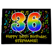 36e verjaardag - Kleurrijke muzieksymbolen, Rainbo Groot Cadeauzakje (Voorkant)