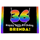 36e verjaardag: kleurrijke regenboog # 36, Naam va Groot Cadeauzakje (Voorkant)