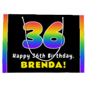 36e verjaardag: kleurrijke regenboog # 36, Naam va Groot Cadeauzakje (Achterkant)