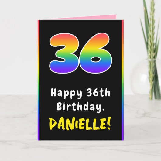 36e verjaardag: kleurrijke regenboog # 36, Naam va Kaart (Voorkant)