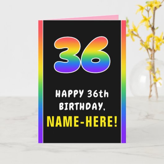 36e verjaardag: kleurrijke regenboog # 36, Naam va Kaart (Gele Bloem)