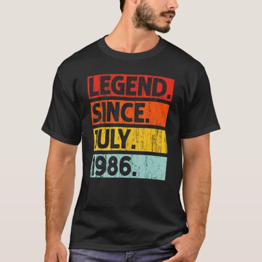 36e verjaardag Legende sinds juli 1986 36 jaar oud T-shirt (Voorkant)