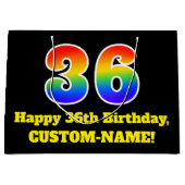 36e verjaardag ~ Leuk, Kleurrijk, Levendig, Regenb Groot Cadeauzakje (Voorkant)
