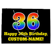 36e verjaardag ~ Leuk, Kleurrijk, Levendig, Regenb Groot Cadeauzakje (Achterkant)