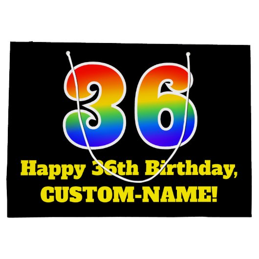 36e verjaardag ~ Leuk, Kleurrijk, Levendig, Regenb Groot Cadeauzakje (Achterkant)