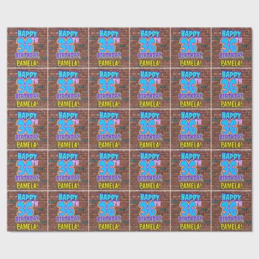 36e verjaardag: leuk, stads graffiti-geïnspireerd cadeaupapier (Zoom)