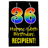 36e verjaardag: leuk, vet, kleurrijk, regenboog "3 medium cadeauzakje (Voorkant)