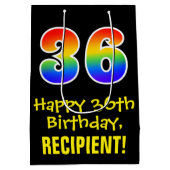 36e verjaardag: leuk, vet, kleurrijk, regenboog "3 medium cadeauzakje (Achterkant)