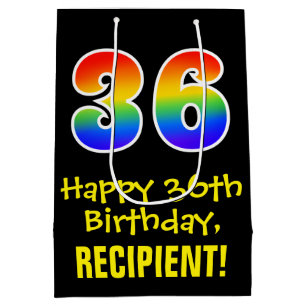 36e verjaardag: leuk, vet, kleurrijk, regenboog "3 medium cadeauzakje