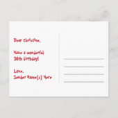 36e verjaardag – leuk vuurwerkpatroon + regenboog  briefkaart (Achterkant)