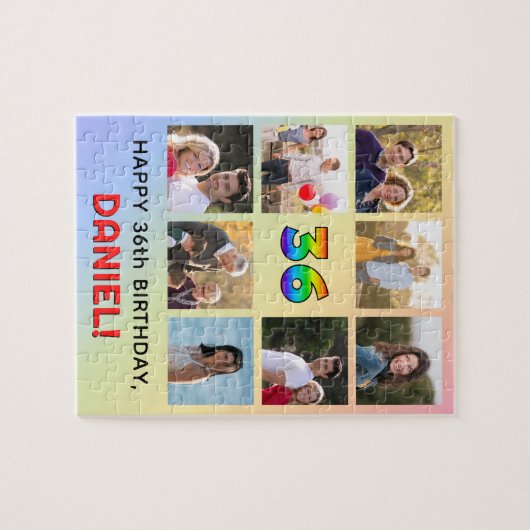 36e Verjaardag: Leuke Regenboog #, Aangepaste Naam Legpuzzel (Horizontaal)