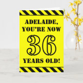 36e verjaardag: leuke stencil stijl tekst, aangepa kaart (Gele Bloem)