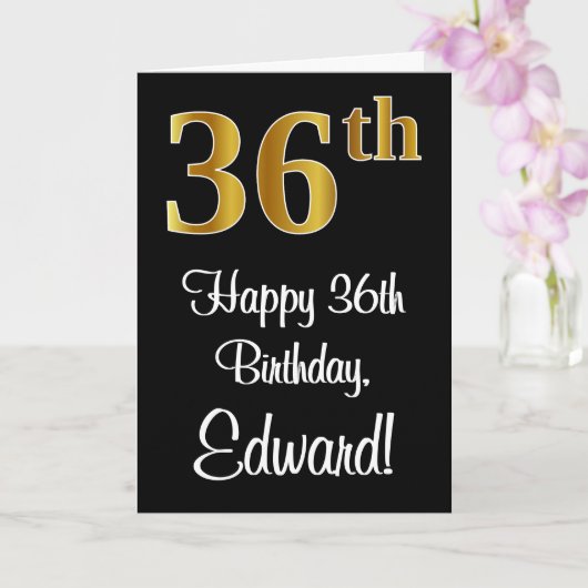 36e verjaardag ~ Luxurieuze Faux Gold-look # Kaart (Orchidee)