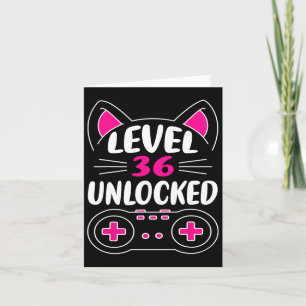 36e Verjaardag Meisje Kat Liefhebber Videospel Niv Kaart