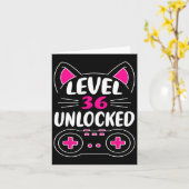 36e verjaardag meisje kat minnaar videogame level  kaart (Gele Bloem)