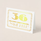 36e verjaardag; naam + Art Deco geïnspireerd look  Folie Kaarten (Voorkant)